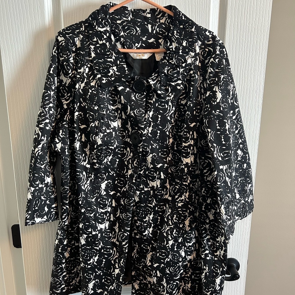 Stylish Black and White Floral Jacket
